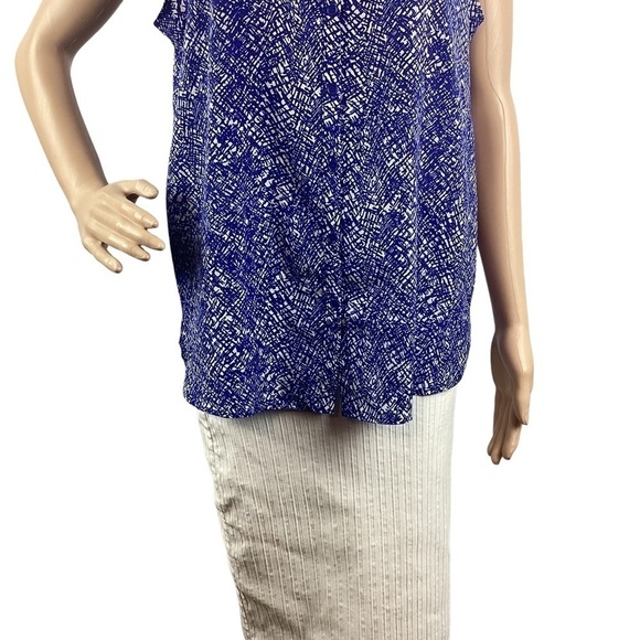 Pleione Top Size S Blue Sleeveless V-Neck Button Front - Picture 3 of 7